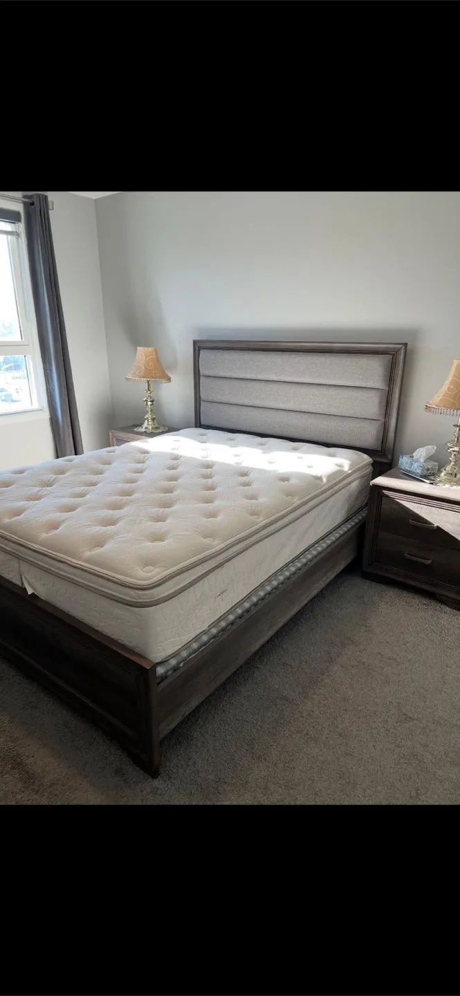 Queen Size frame with box spring and mattress thumbnail