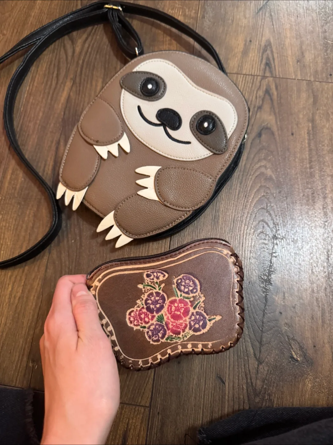 Sloth Crossbody Bag & Floral Coin Purse thumbnail