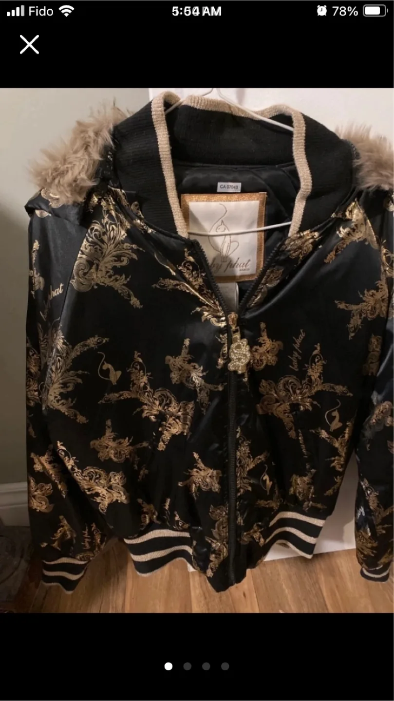 Baby Phat Black & Gold Bomber Jacket thumbnail