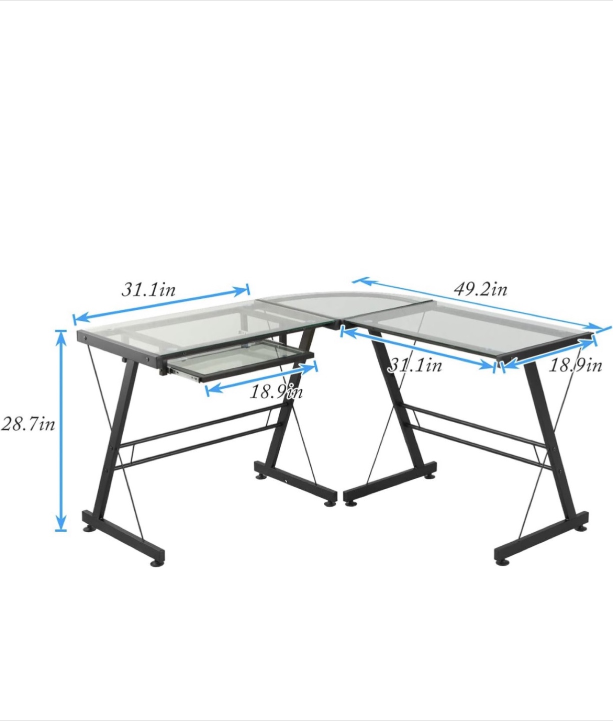 Tempered Glass Computer Desk - photo 3