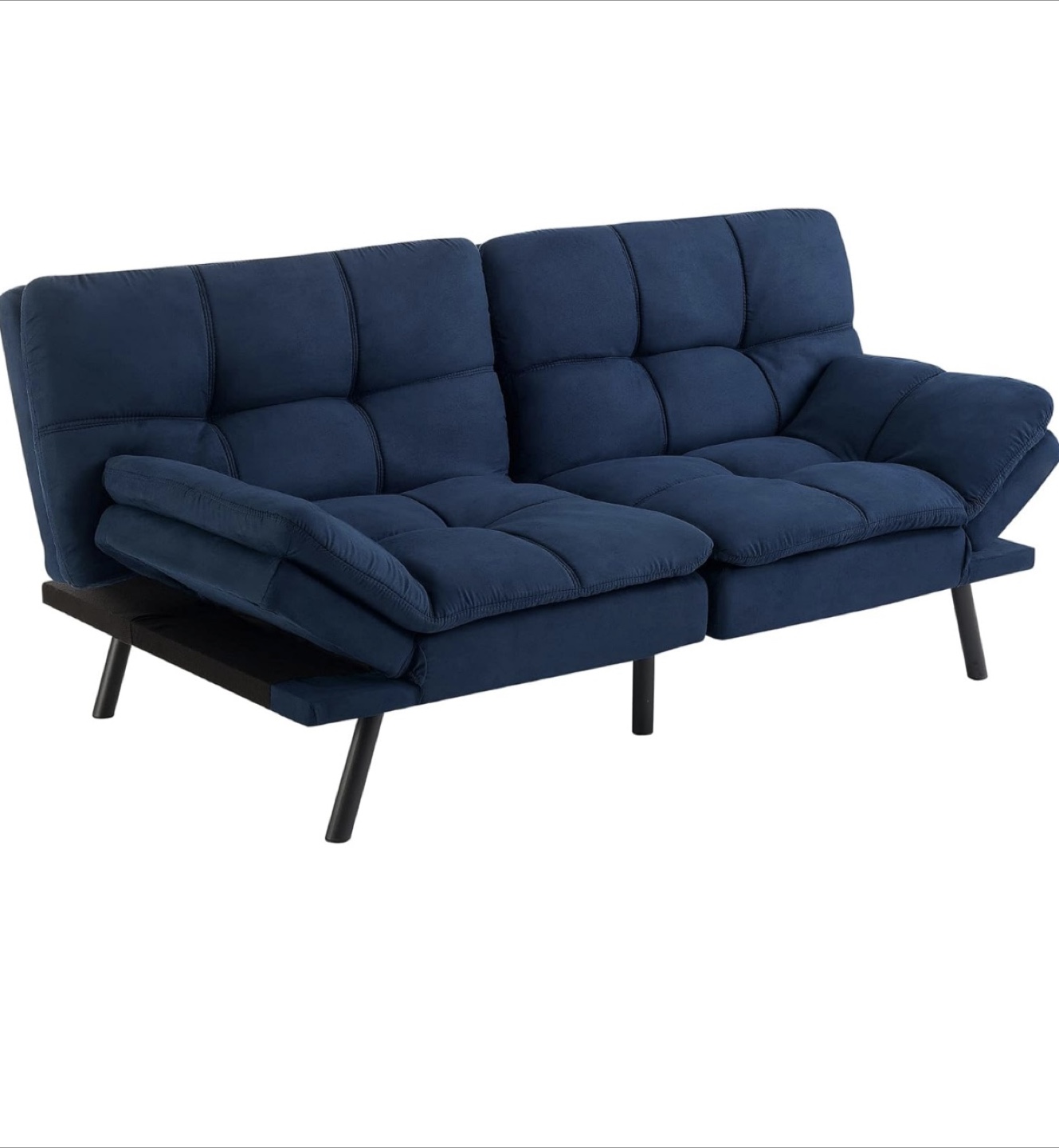 Navy Blue Memory Foam Futon Sofa Bed