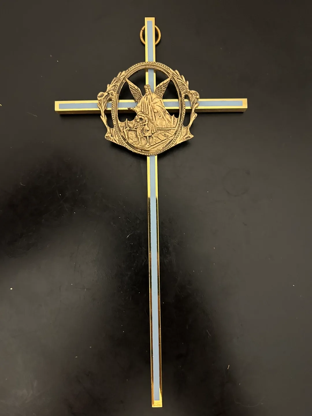 🇨🇦Guardian Angel Cross Wall Plaque – Blue & Gold Accent 7” thumbnail