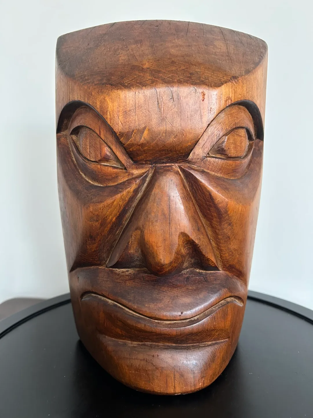 🇨🇦Hand-Carved Wooden Māori Style Mask, Signed & Dated 1980 11” thumbnail
