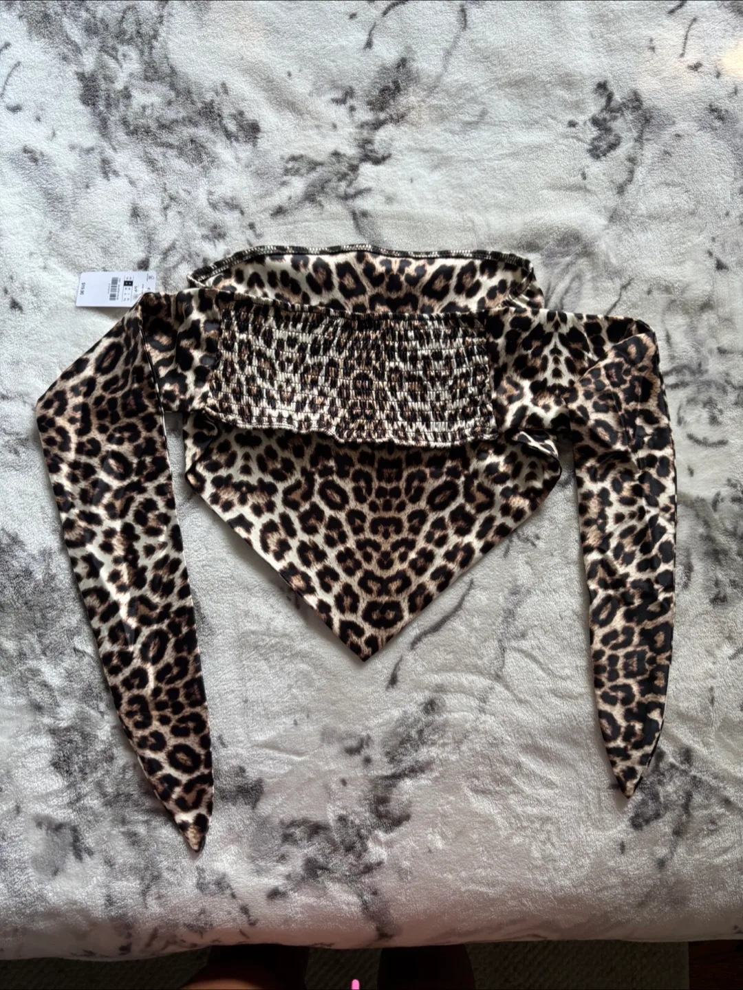 Leopard Print Satin Handkerchief Tube Top image indicator(4)
