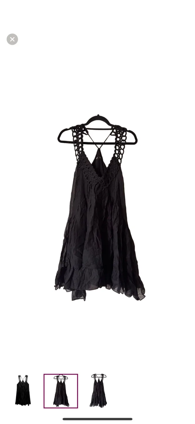 Zara Black Flowy Embroidered Mini Dress image indicator(2)
