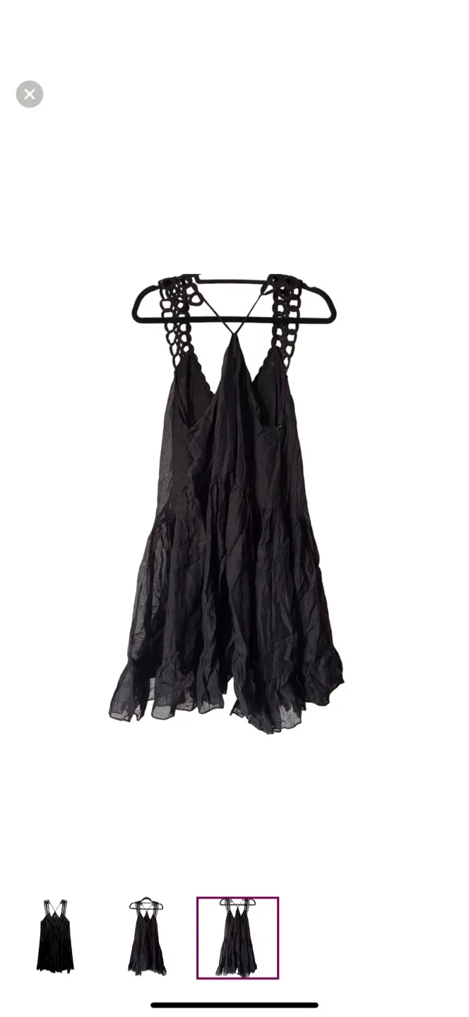 Zara Black Flowy Embroidered Mini Dress image indicator(3)