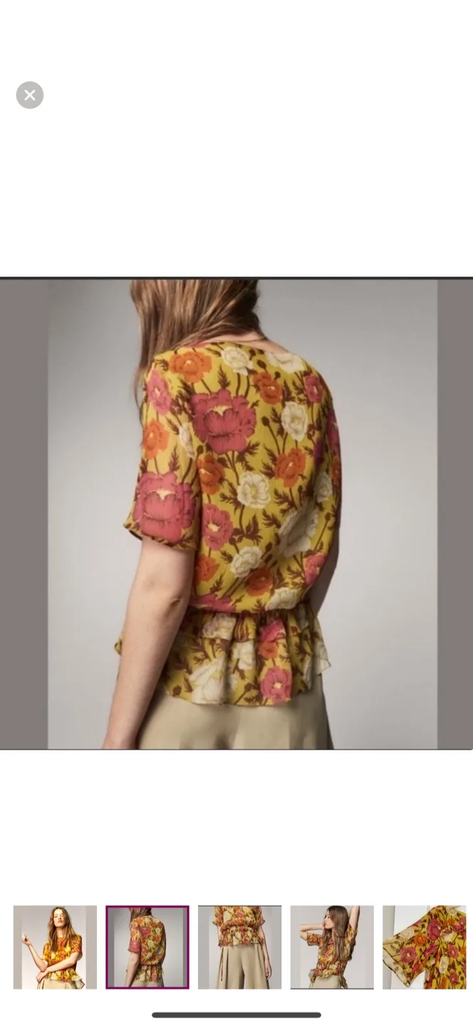 Massimo Dutton Olive Green Floral Flouncy Blouse image indicator(2)