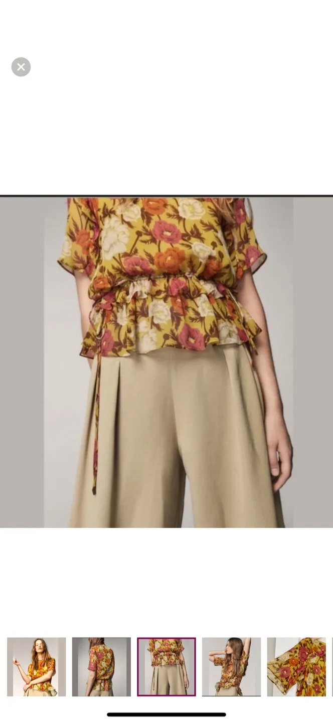 Massimo Dutton Olive Green Floral Flouncy Blouse image indicator(3)