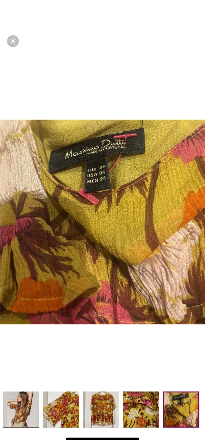 Massimo Dutton Olive Green Floral Flouncy Blouse image indicator(8)