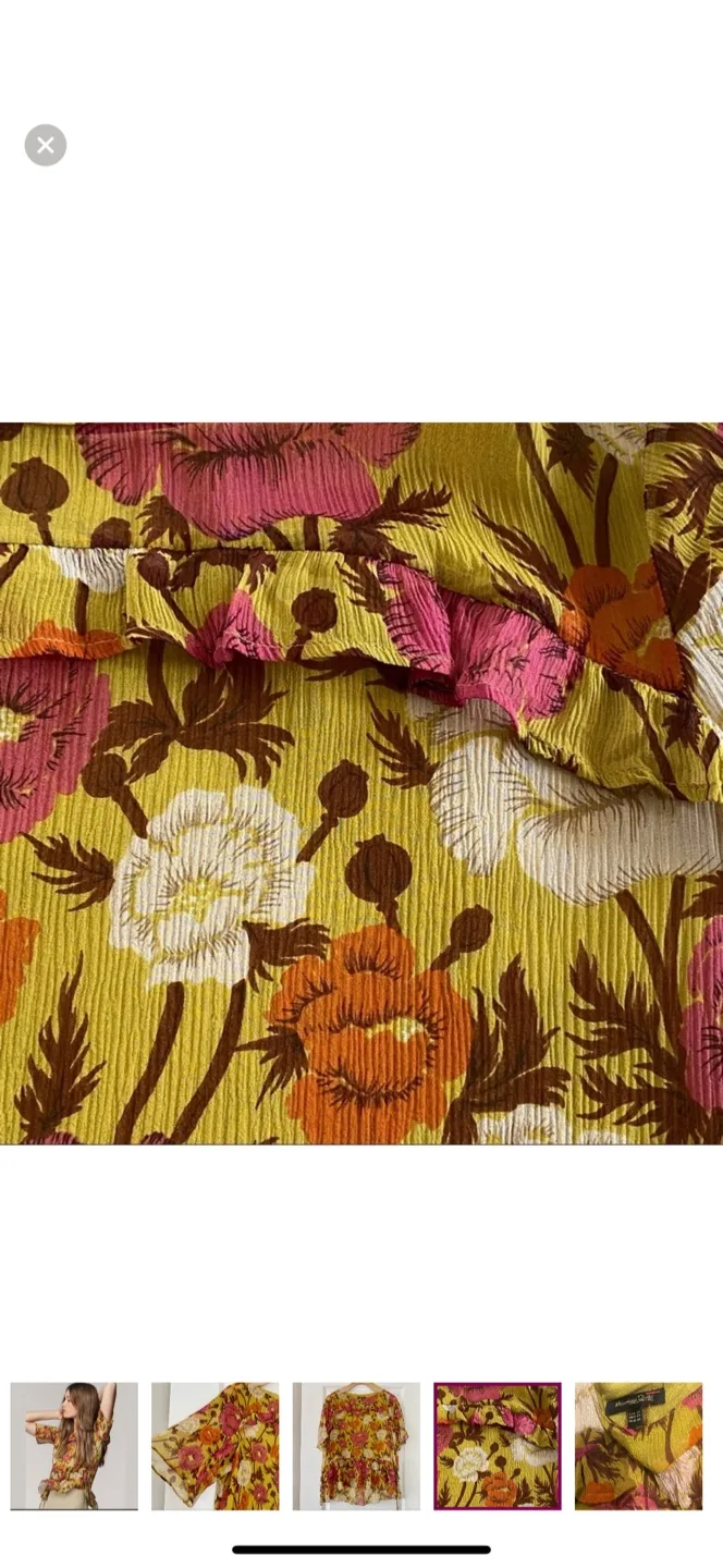 Massimo Dutton Olive Green Floral Flouncy Blouse image indicator(7)