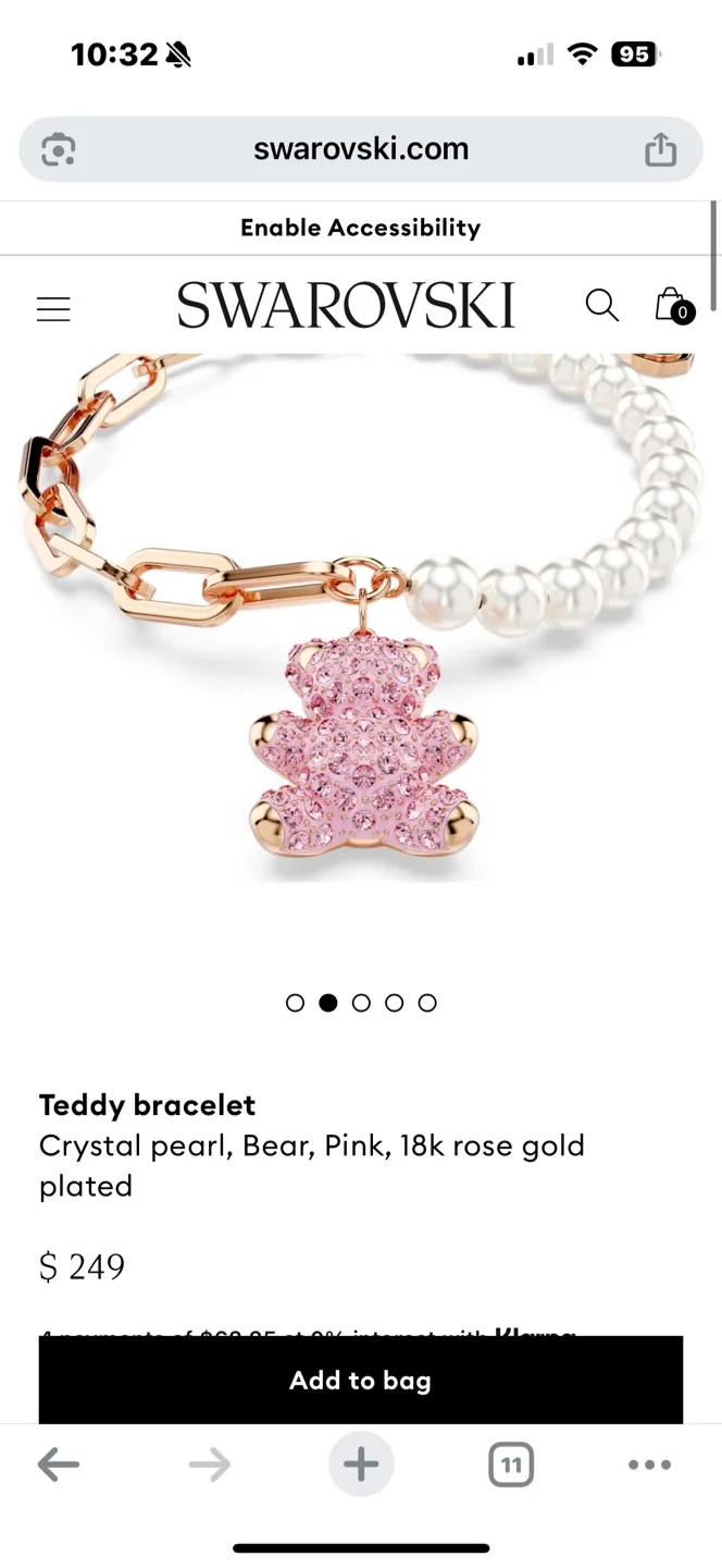 Swarovski Teddy Bracelet - Pink, 18k Rose Gold Plated thumbnail