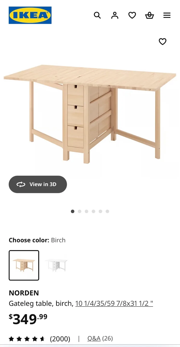 IKEA NORDEN Gateleg Table - Birch thumbnail