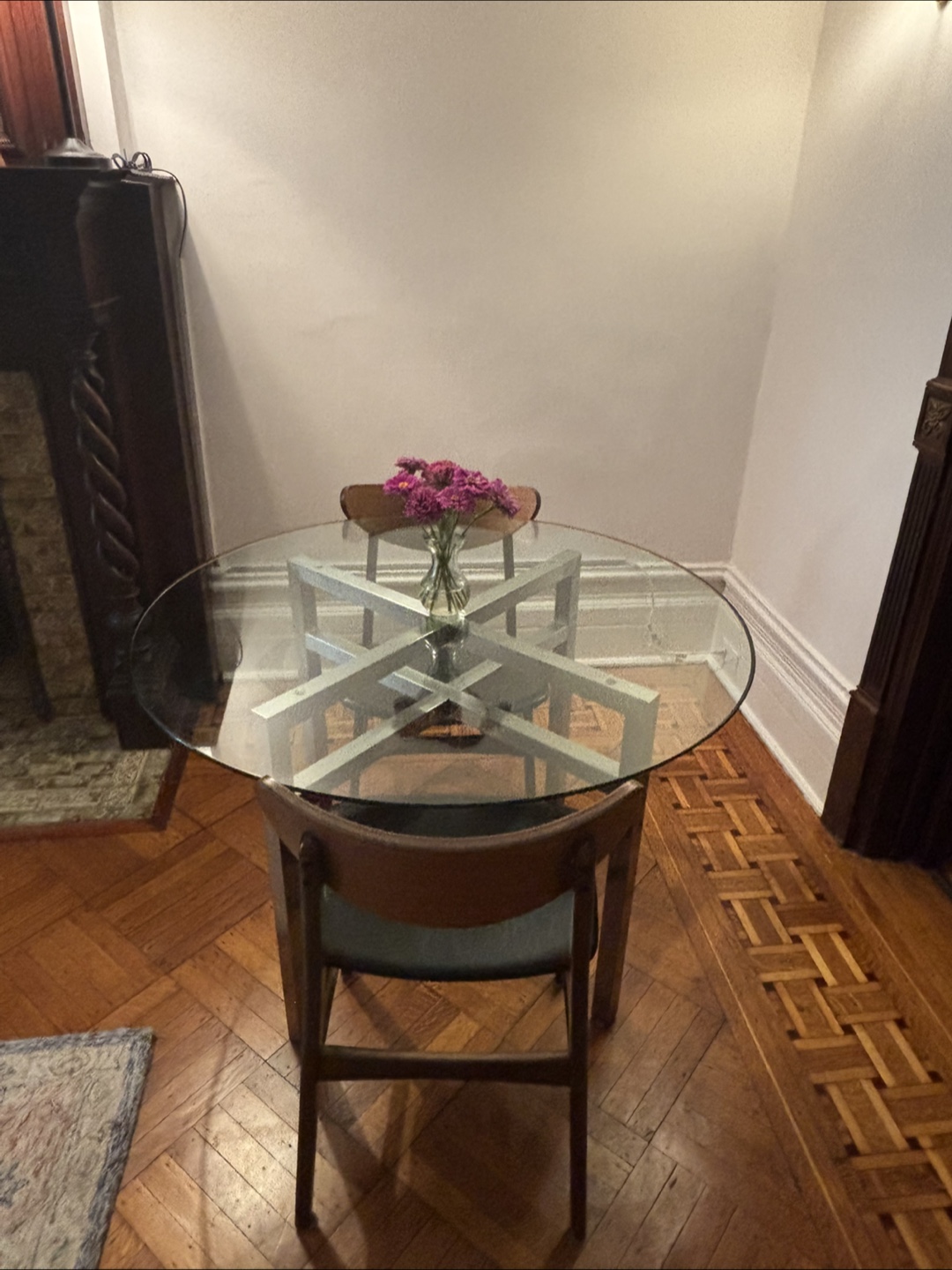 Crate and Barrel Glass Dining Table with 2 Wayfair Cafe Chairs - photo 2
