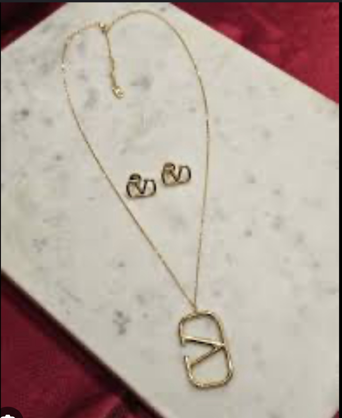 Valentino Gold Tone VLogo Necklace