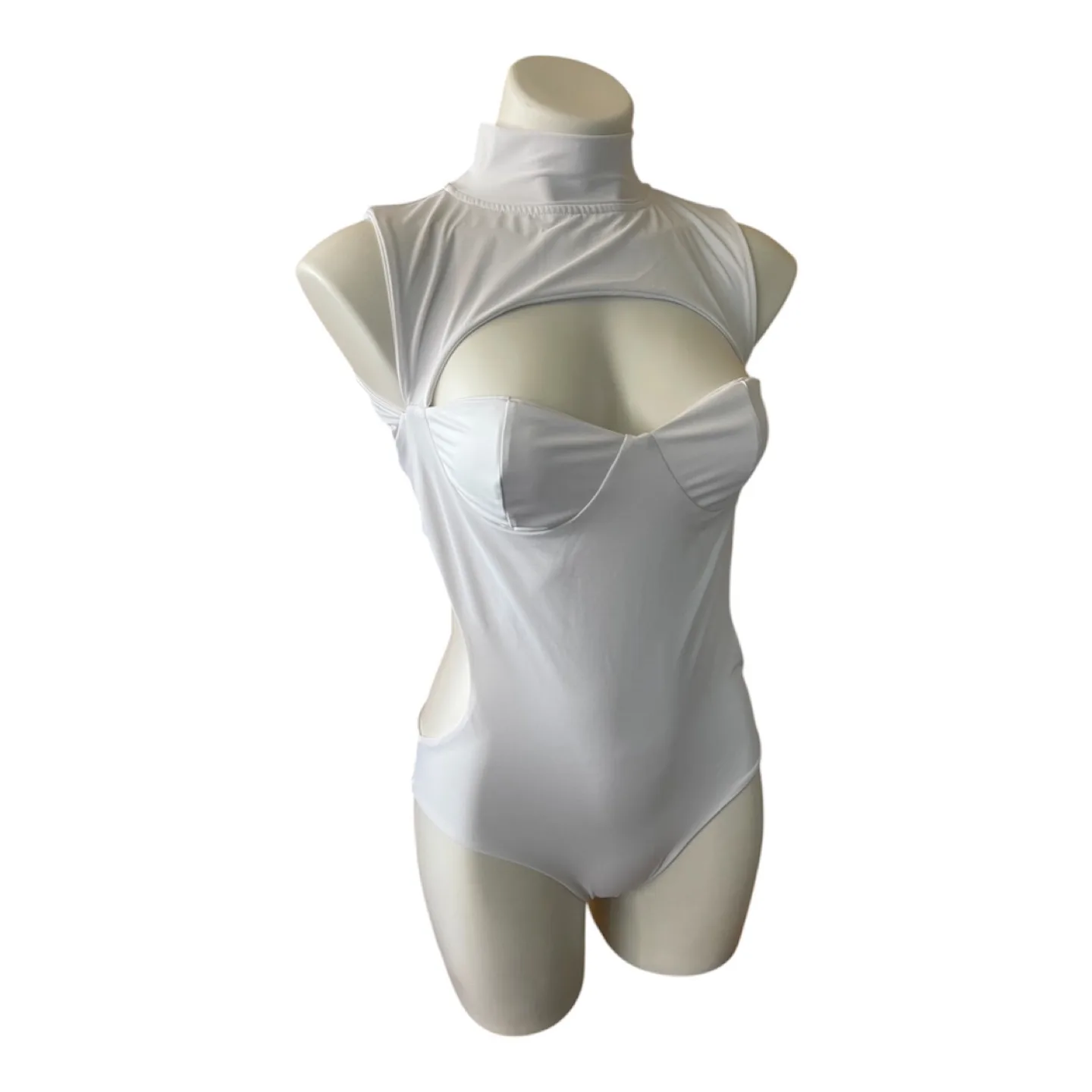 NWT White Cut Out Monokini Swimsuit Large image indicator(2)