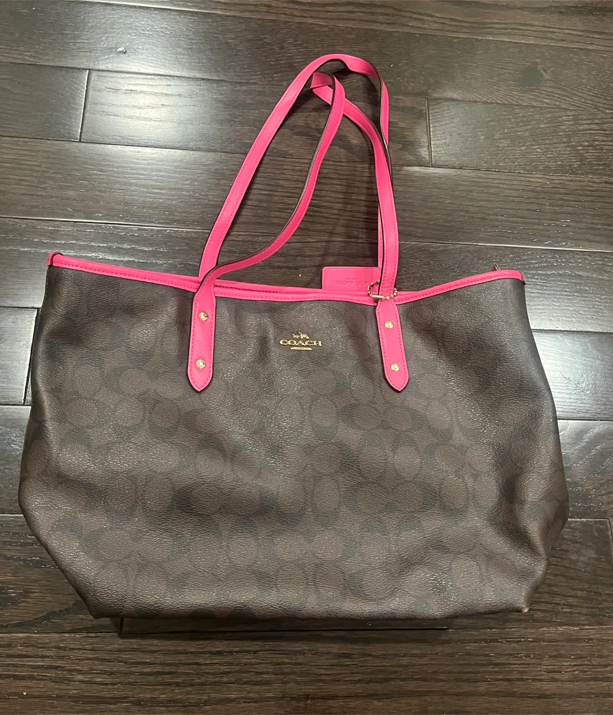 Coach City Zip Tote In Signature Canvas, brown/pink thumbnail