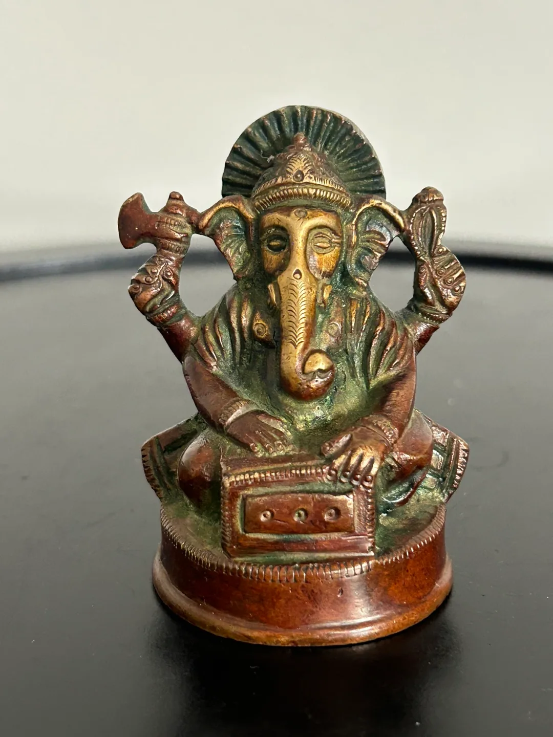 🇨🇦Vintage Small Brass Ganesha Figurine  – Hindu Art 2,5” thumbnail