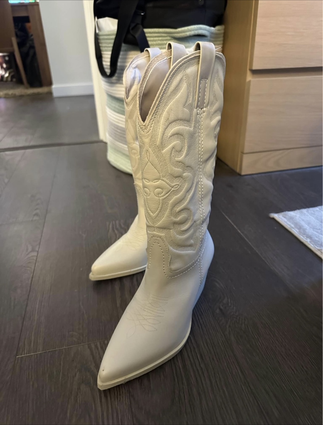 Steve Madden West White Leather Cowboy Boots - photo 2