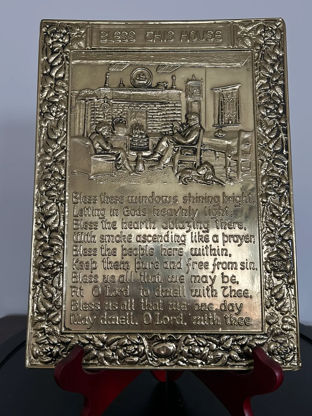 Vintage Brass Wall Plaque – “Bless This House” 11”/8”🇨🇦 thumbnail
