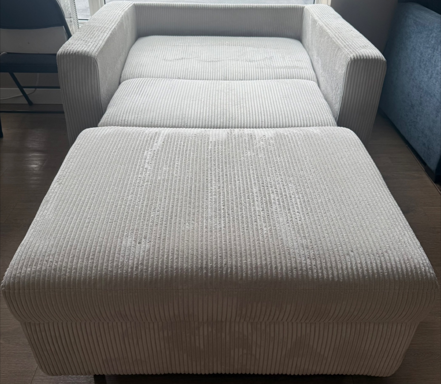 Corduroy Armchair with Ottoman