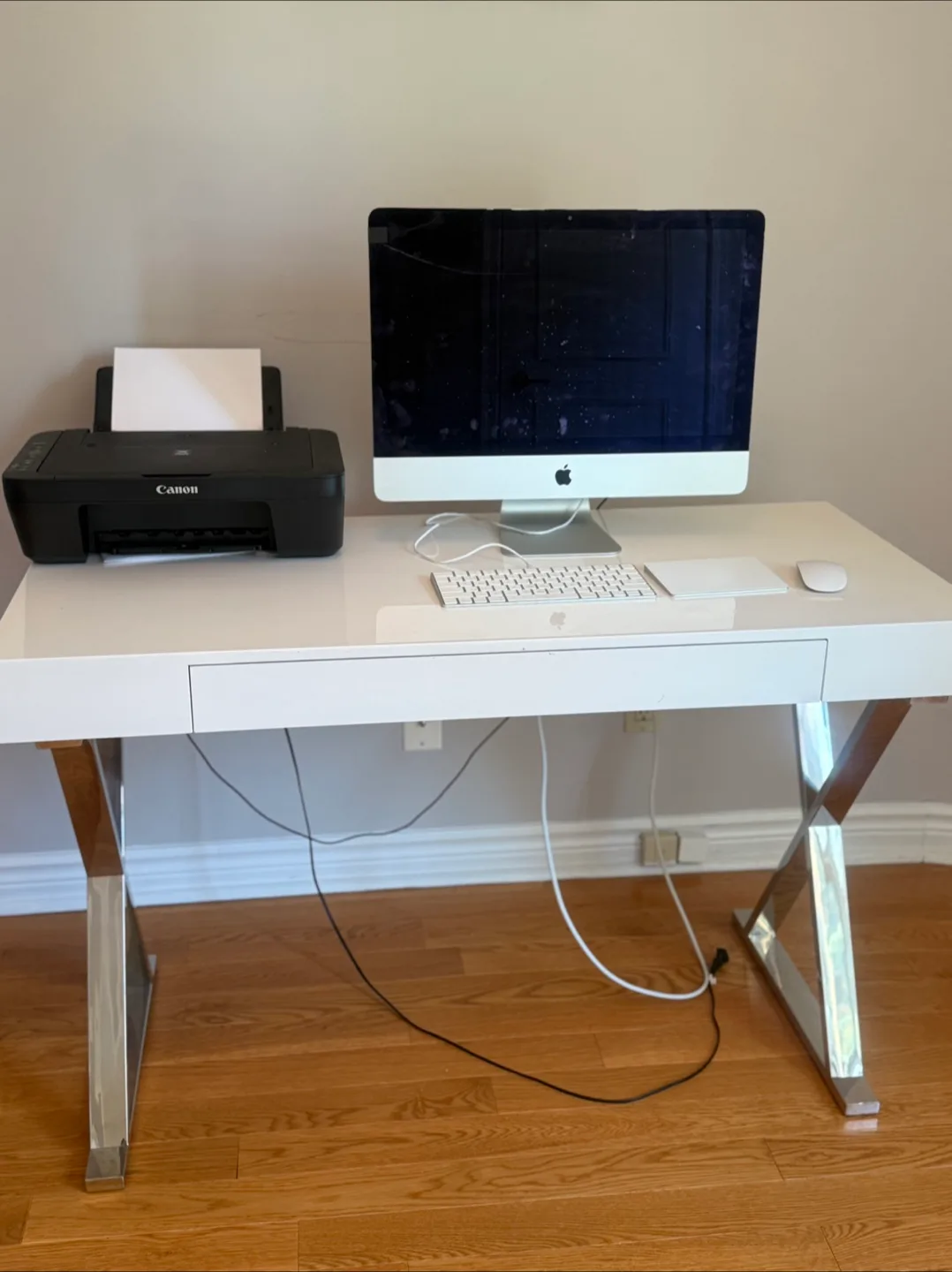 White Desk with Chrome Legs thumbnail