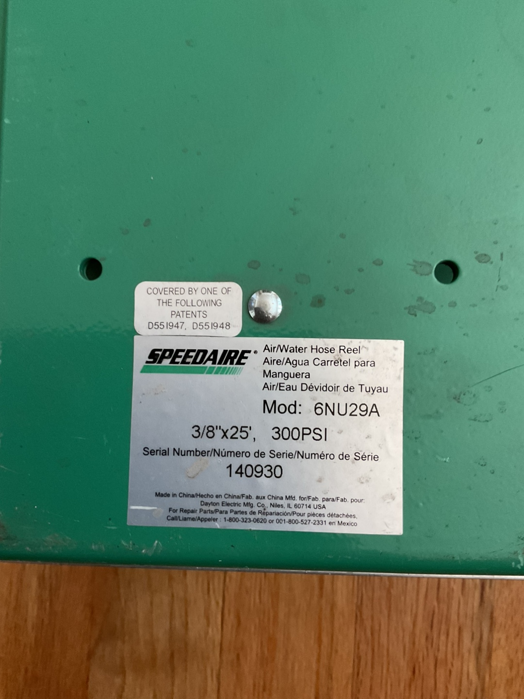 Speedaire Air/Water Hose Reel - 3/8"x25' 300PSI - photo 3