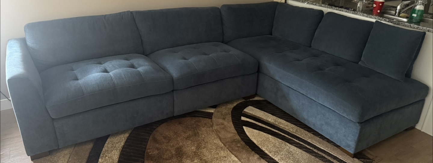 Blue Sectional Sofa with Pull-Out Bed - photo 2