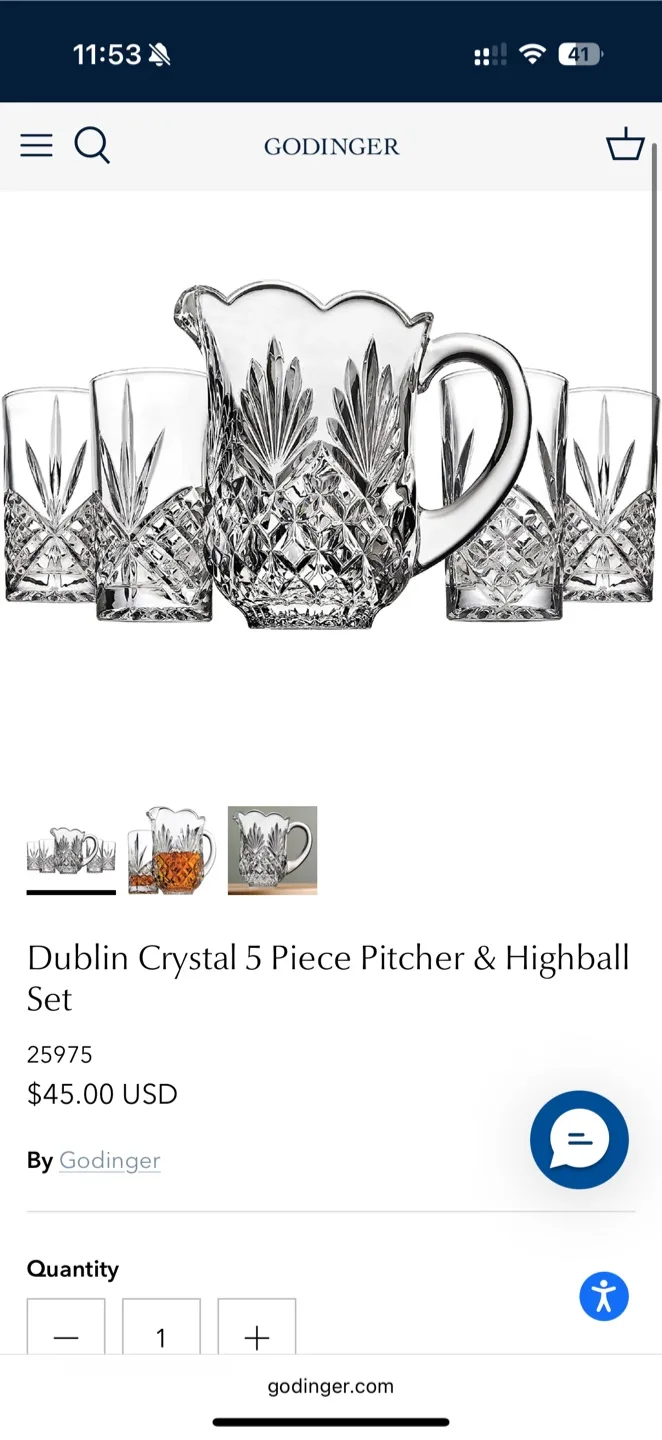 Godinger Dublin Crystal 5 Piece Pitcher & Highball Set thumbnail