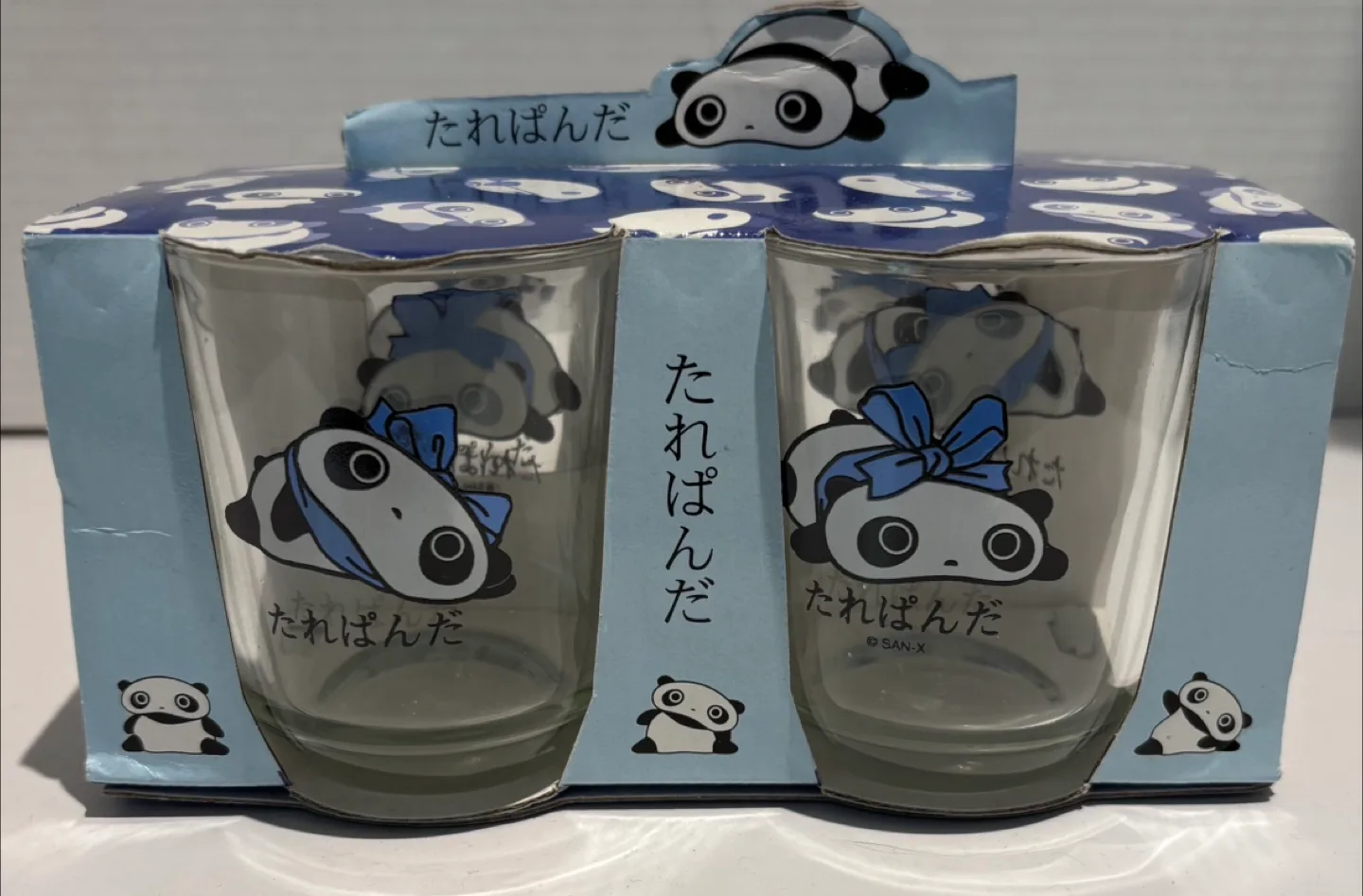 SAN -X Tarepanda - Rare Vintage Set Of  4 7oz Glasses Circa 2000 thumbnail