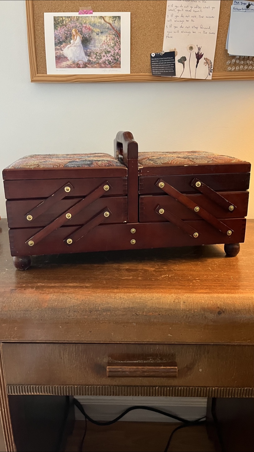 Vintage Wooden Sewing Box
