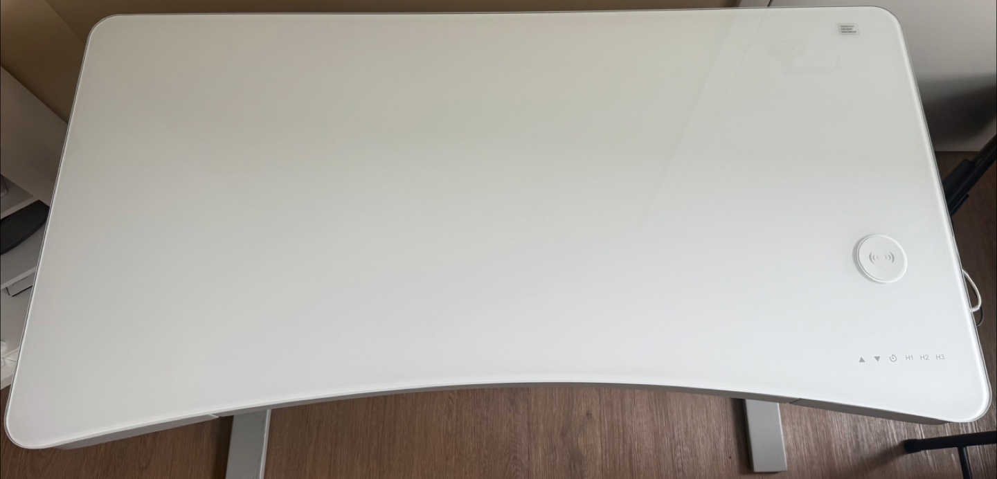White Adjustable Standing Desk with Wireless Charger - photo 2