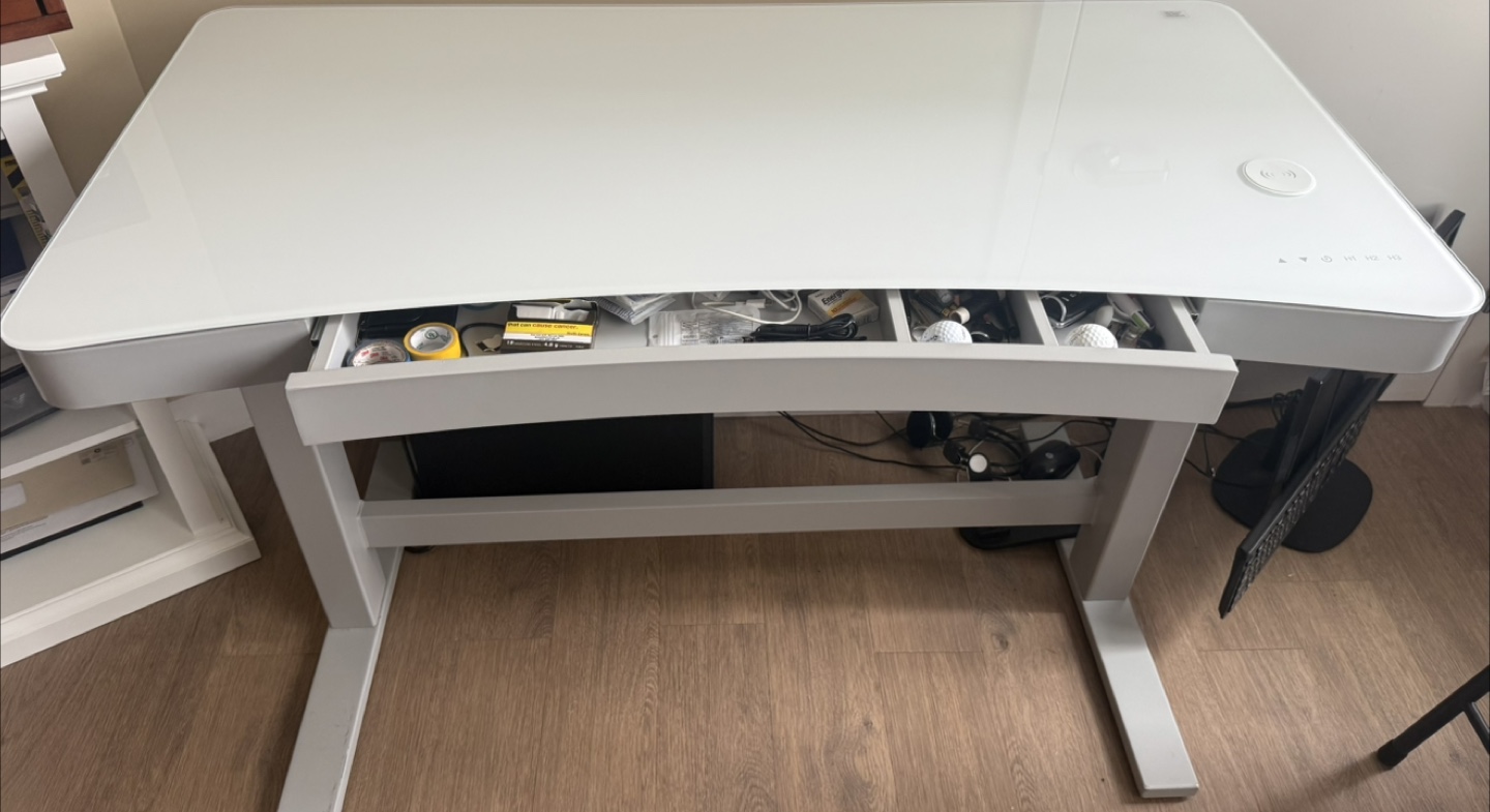 White Adjustable Standing Desk with Wireless Charger - photo 5