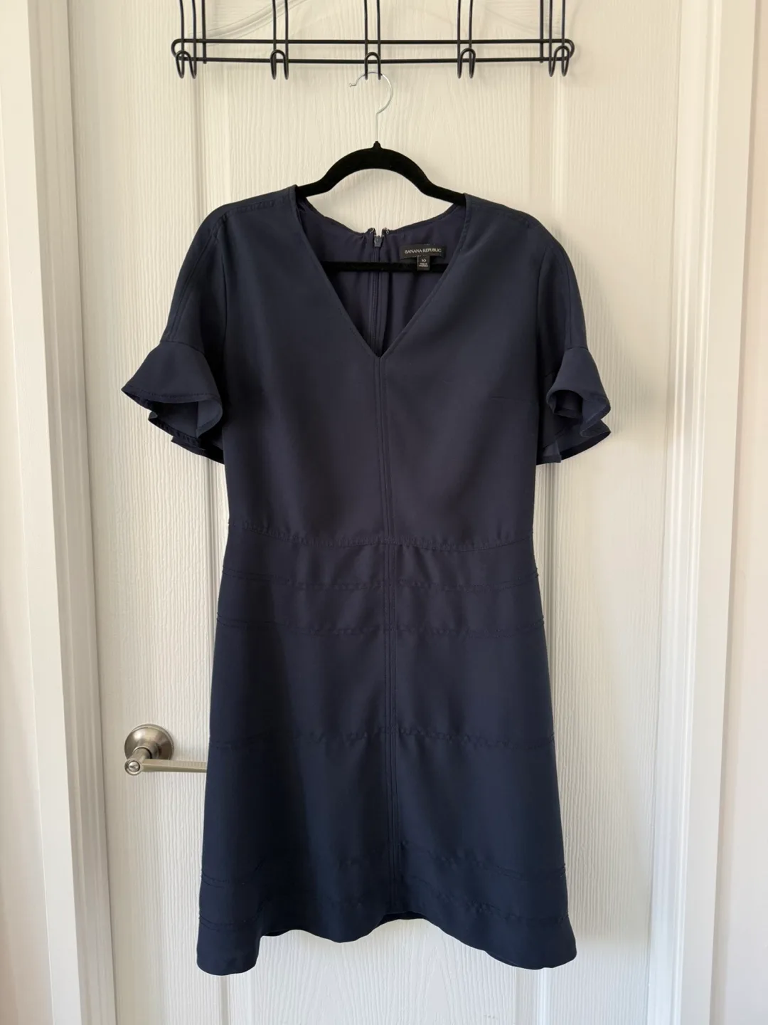 Banana Republic Navy Dress with Flutter Sleeve thumbnail