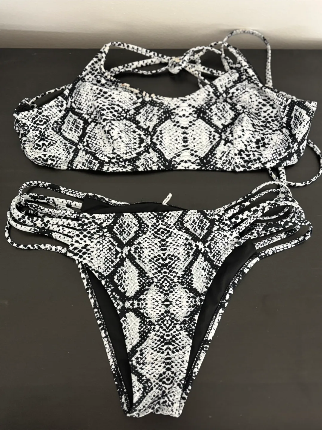 Black & White Snakeskin Bikini - Size M/L thumbnail