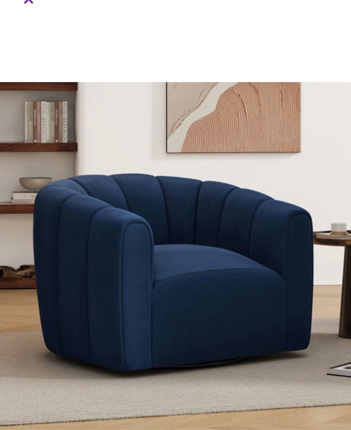 Two (2) Navy Blue Swivel Barrel Accent Chair - photo 2