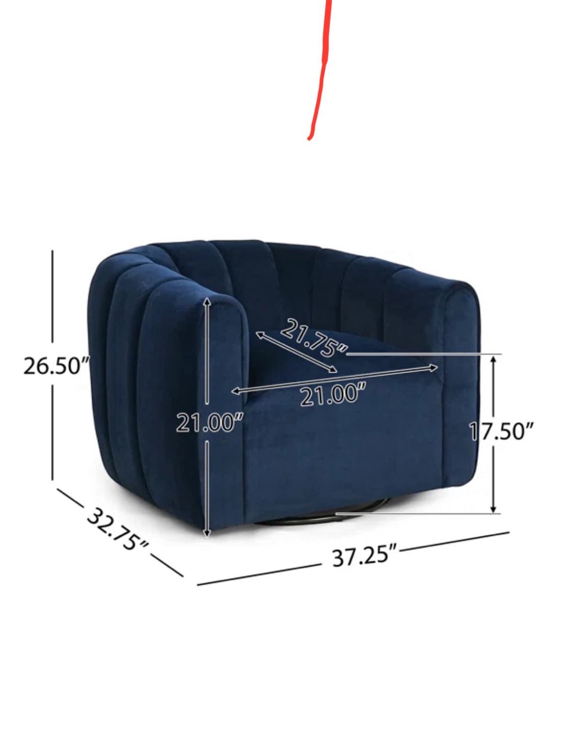 Two (2) Navy Blue Swivel Barrel Accent Chair - photo 3