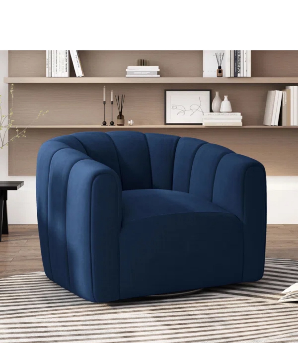 Two (2) Navy Blue Swivel Barrel Accent Chair - photo 4