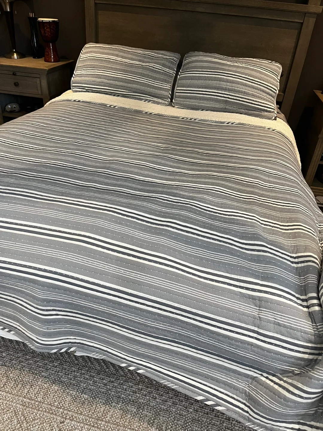 UGG Grey Striped Comforter Set thumbnail