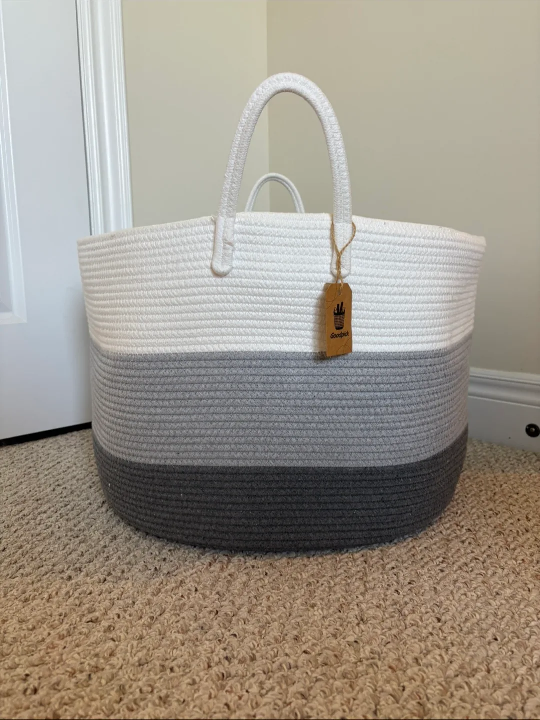 Goodpick Cotton Rope Basket - White/Grey thumbnail