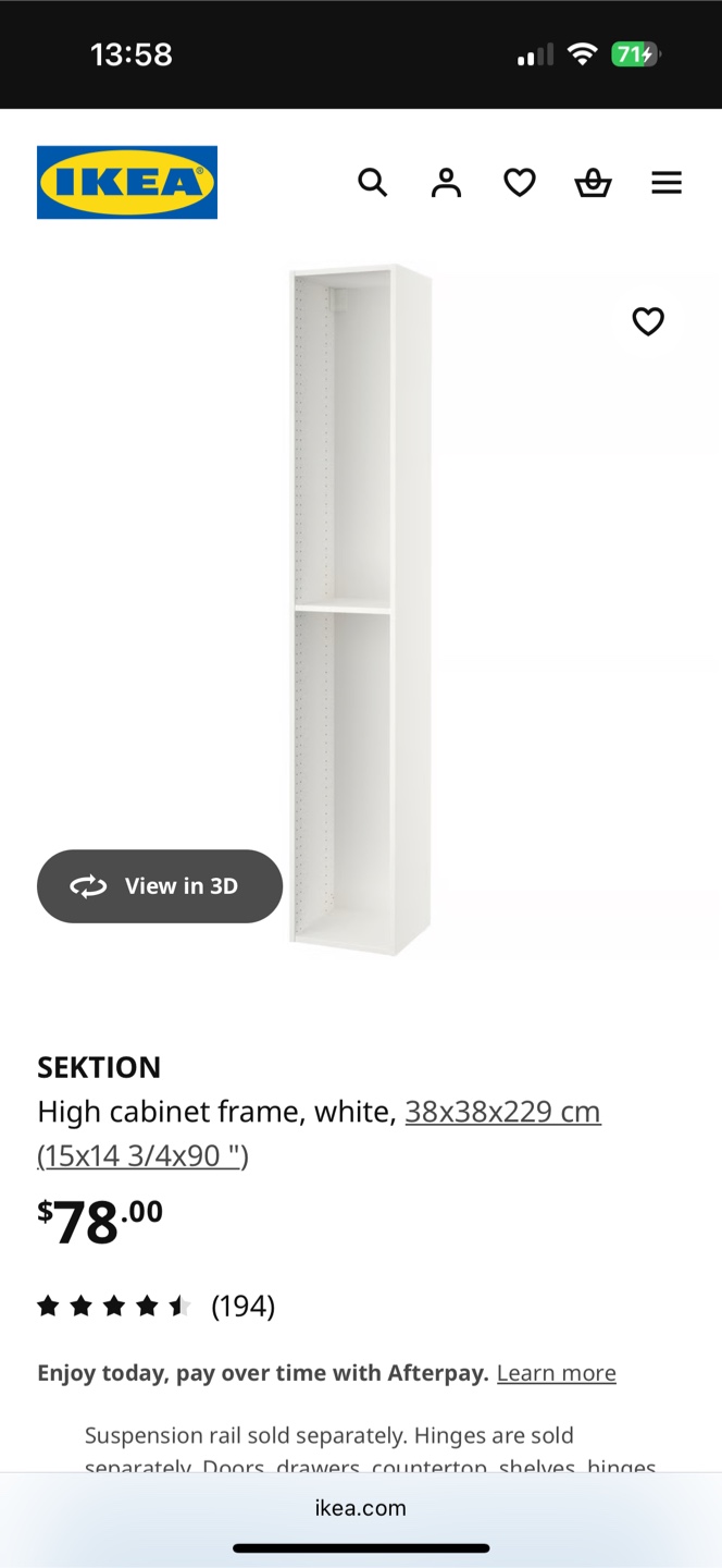 IKEA SEKTION High Cabinet Frame - White