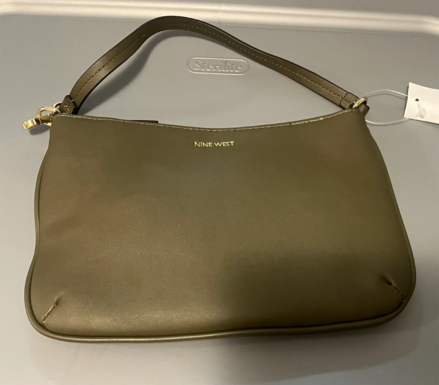 Nine West olive green wristlet bag thumbnail