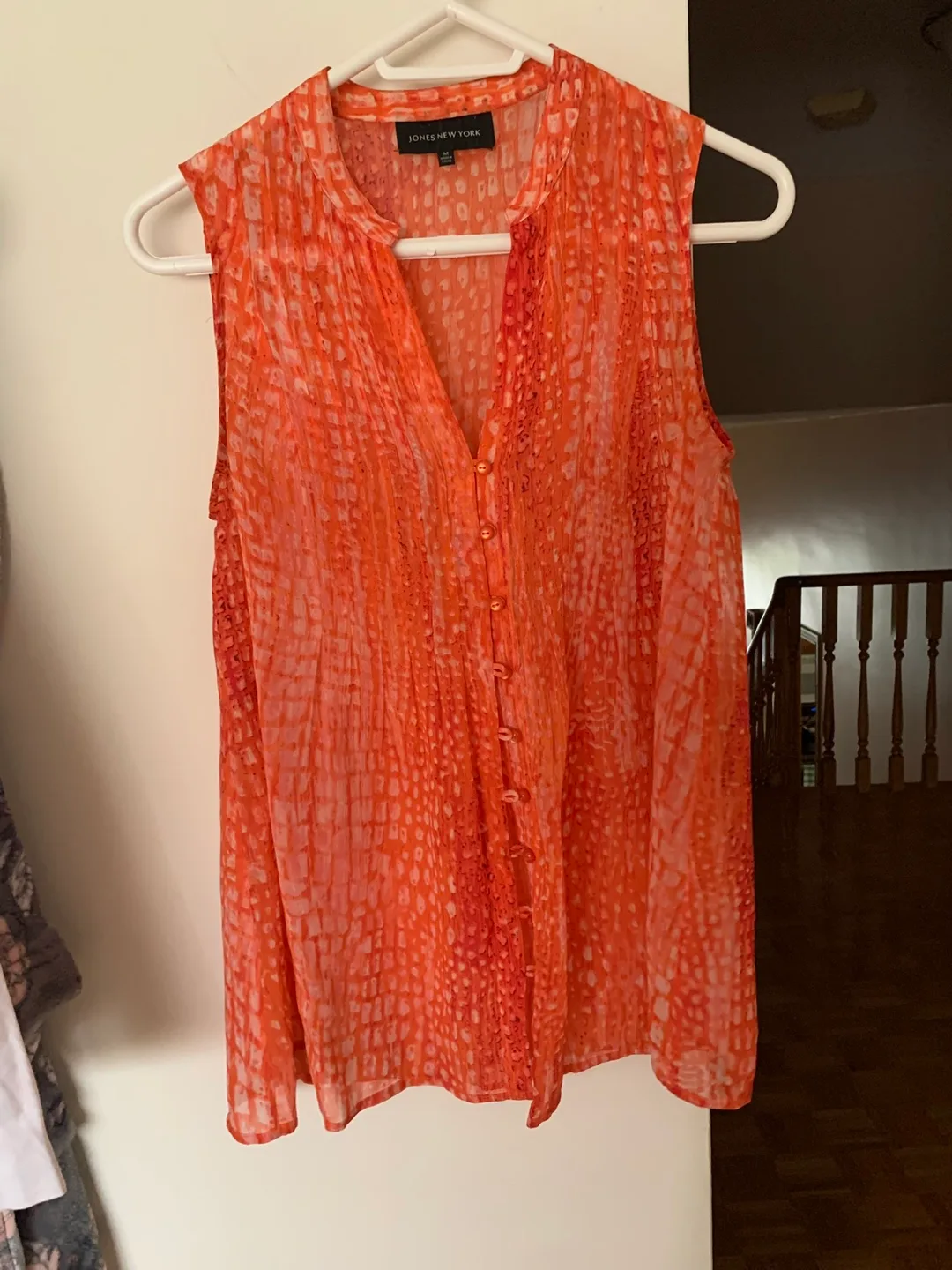 Jones New York Orange Sleeveless Blouse - Size M