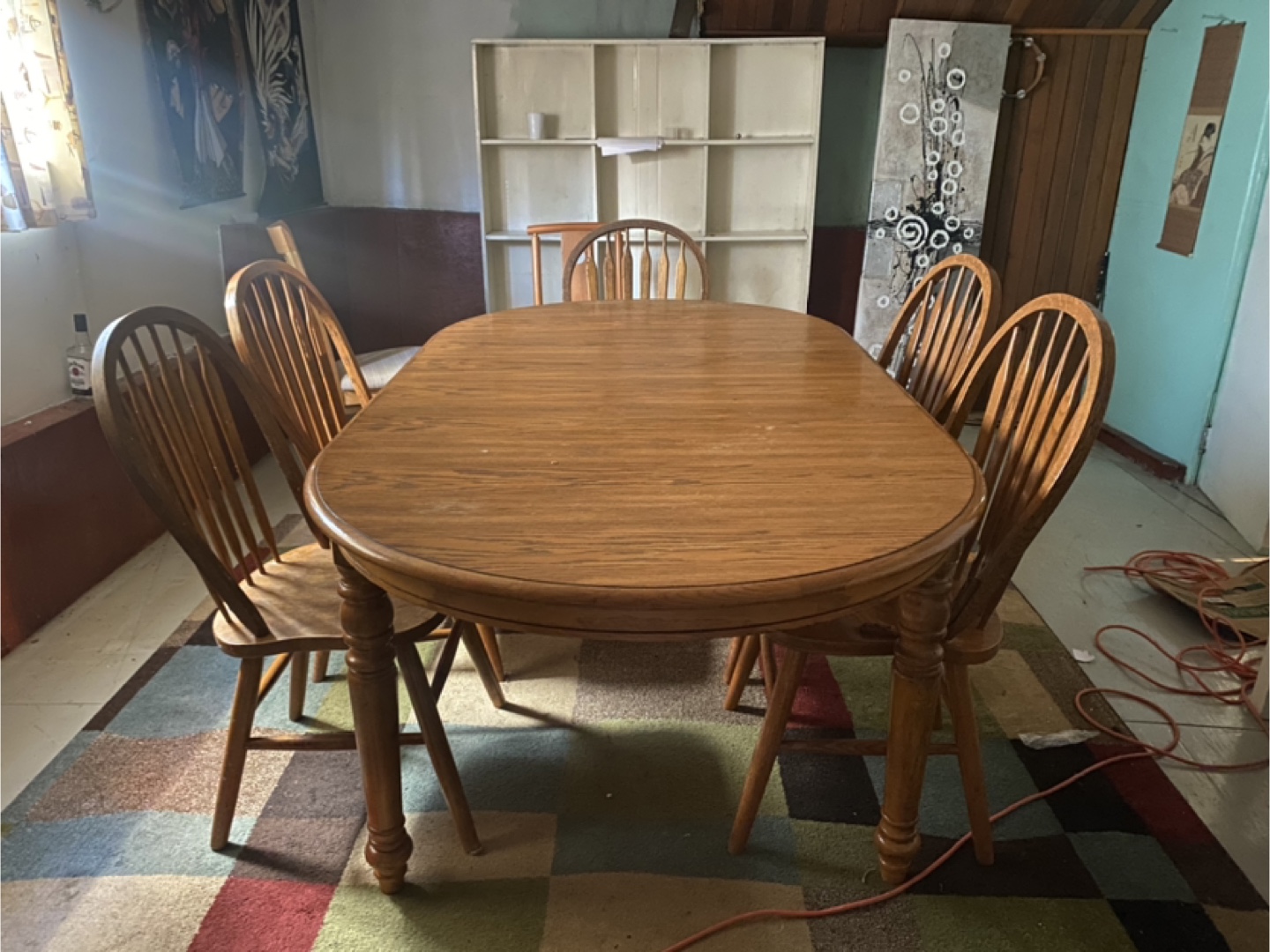 Wooden Dining Table with 5 Chairs