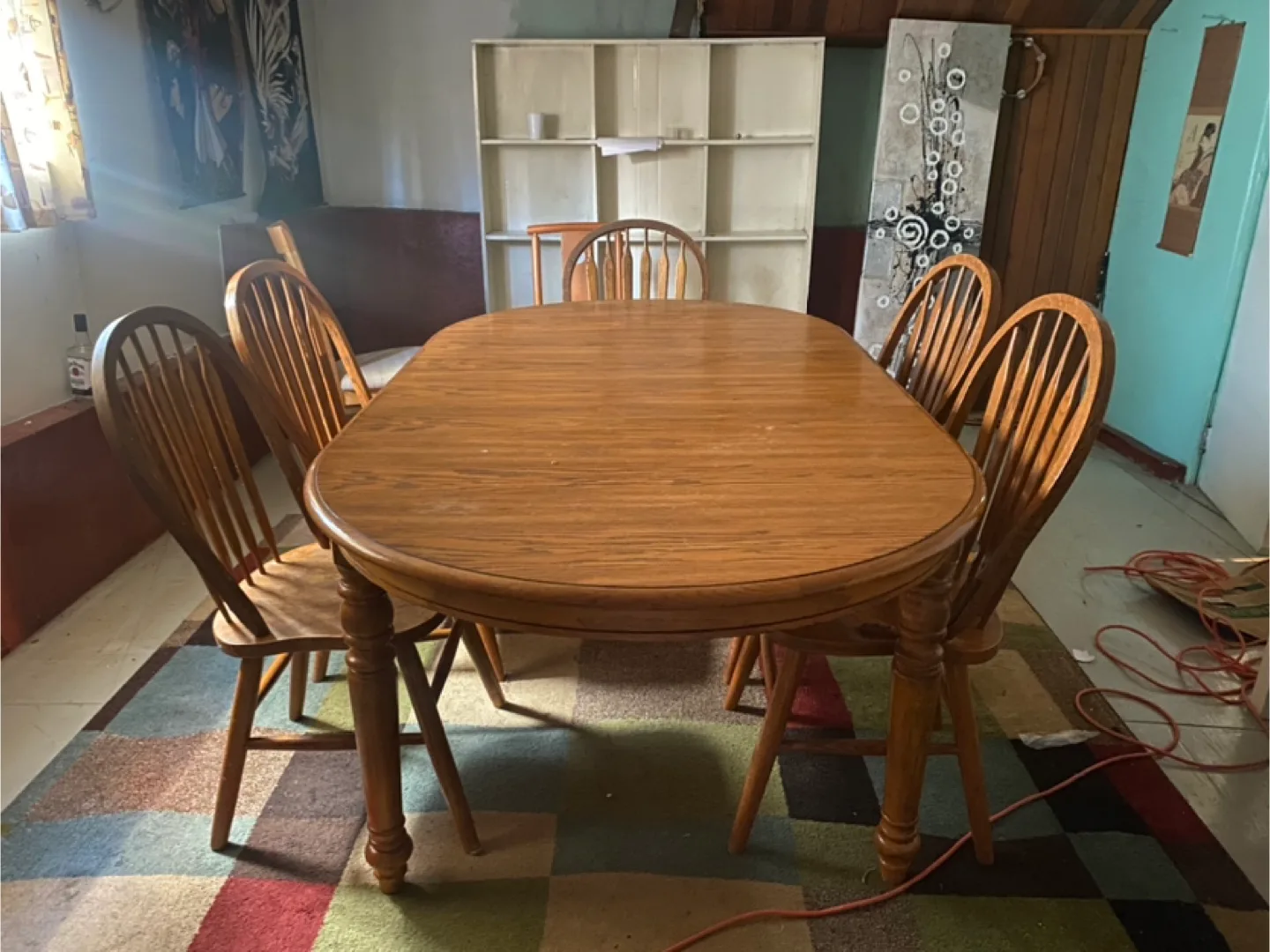 Wooden Dining Table with 5 Chairs thumbnail