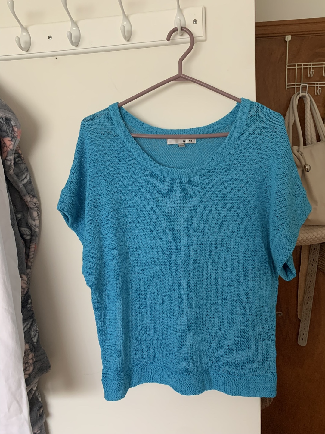 WD•NY Blue Knit Top - Size L - photo 2