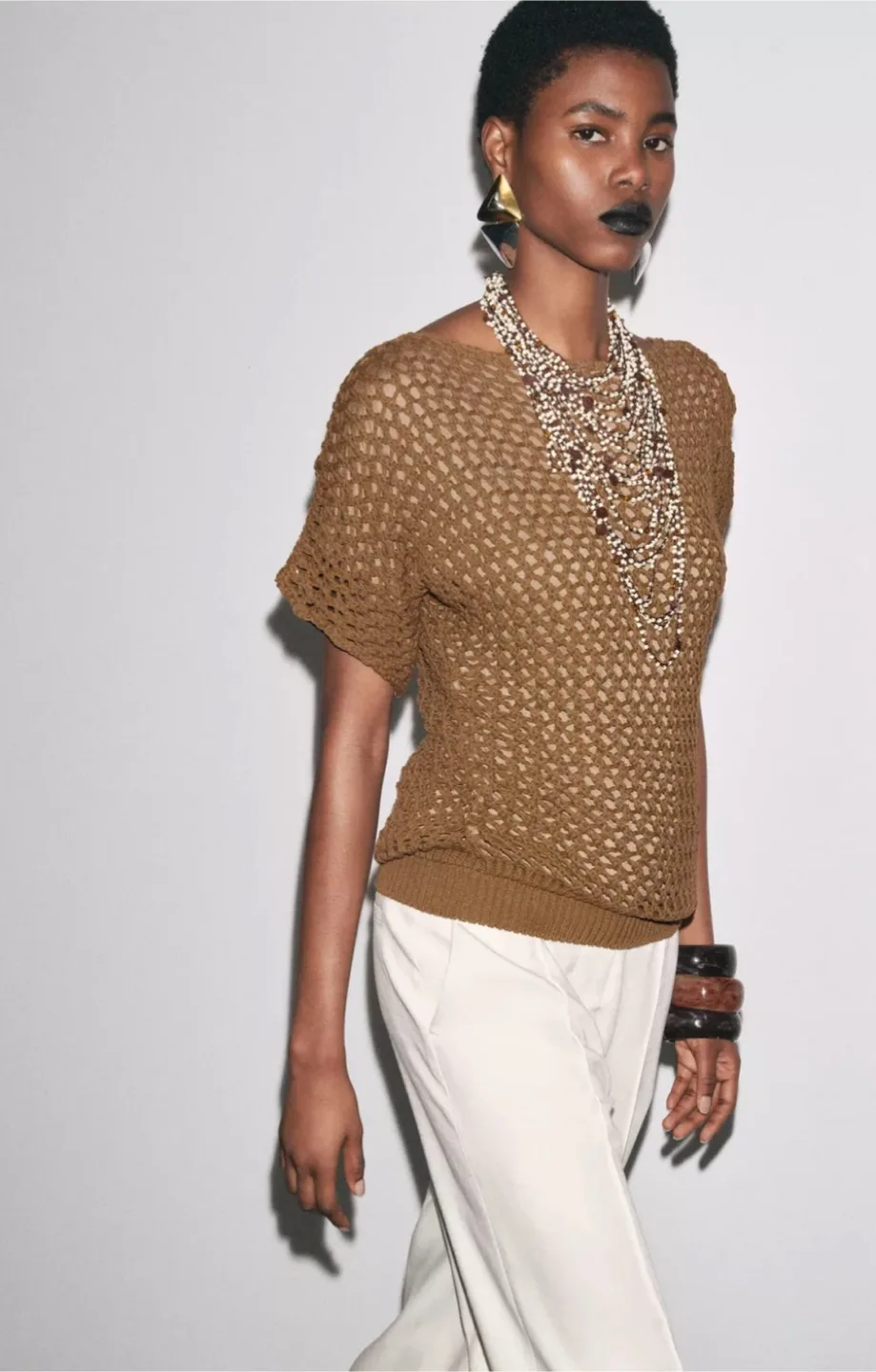 NEW Zara Crochet Knit Top thumbnail