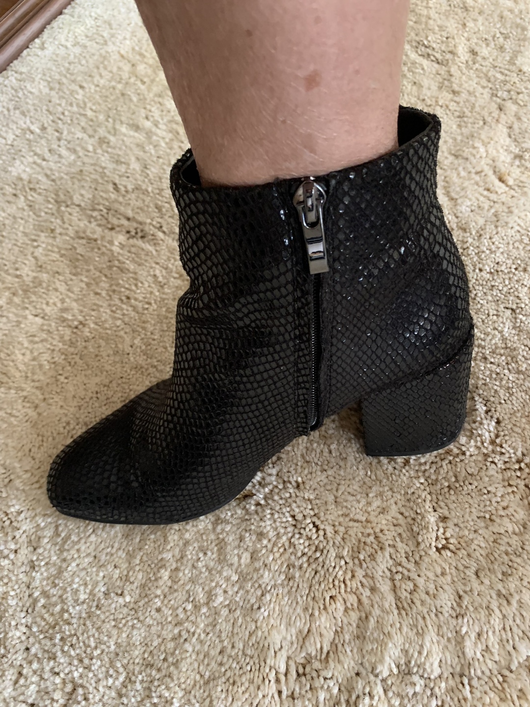 Franco Sarto snake skin Black Ankle Boots
