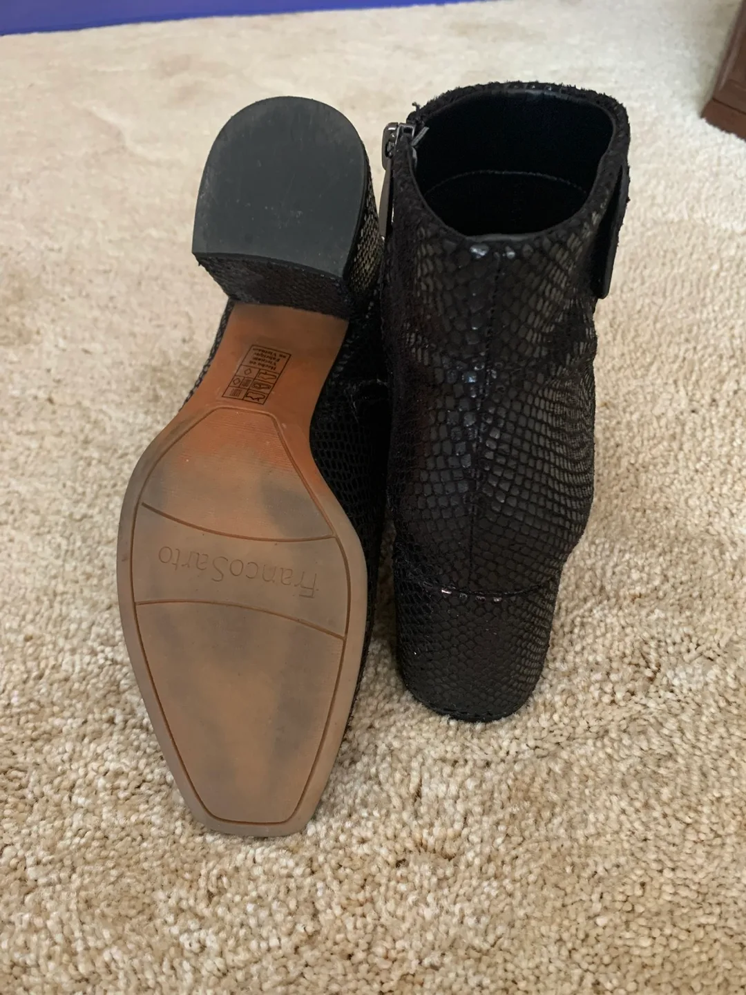 Franco Sarto snake skin Black Ankle Boots image indicator(3)