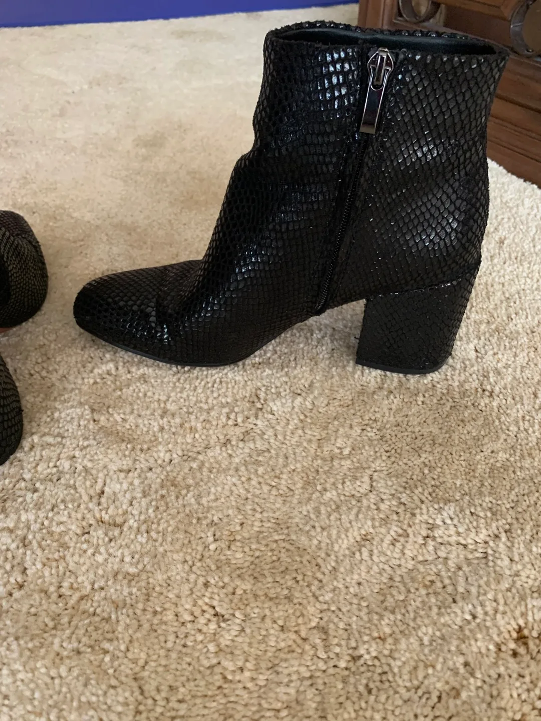 Franco Sarto snake skin Black Ankle Boots image indicator(4)