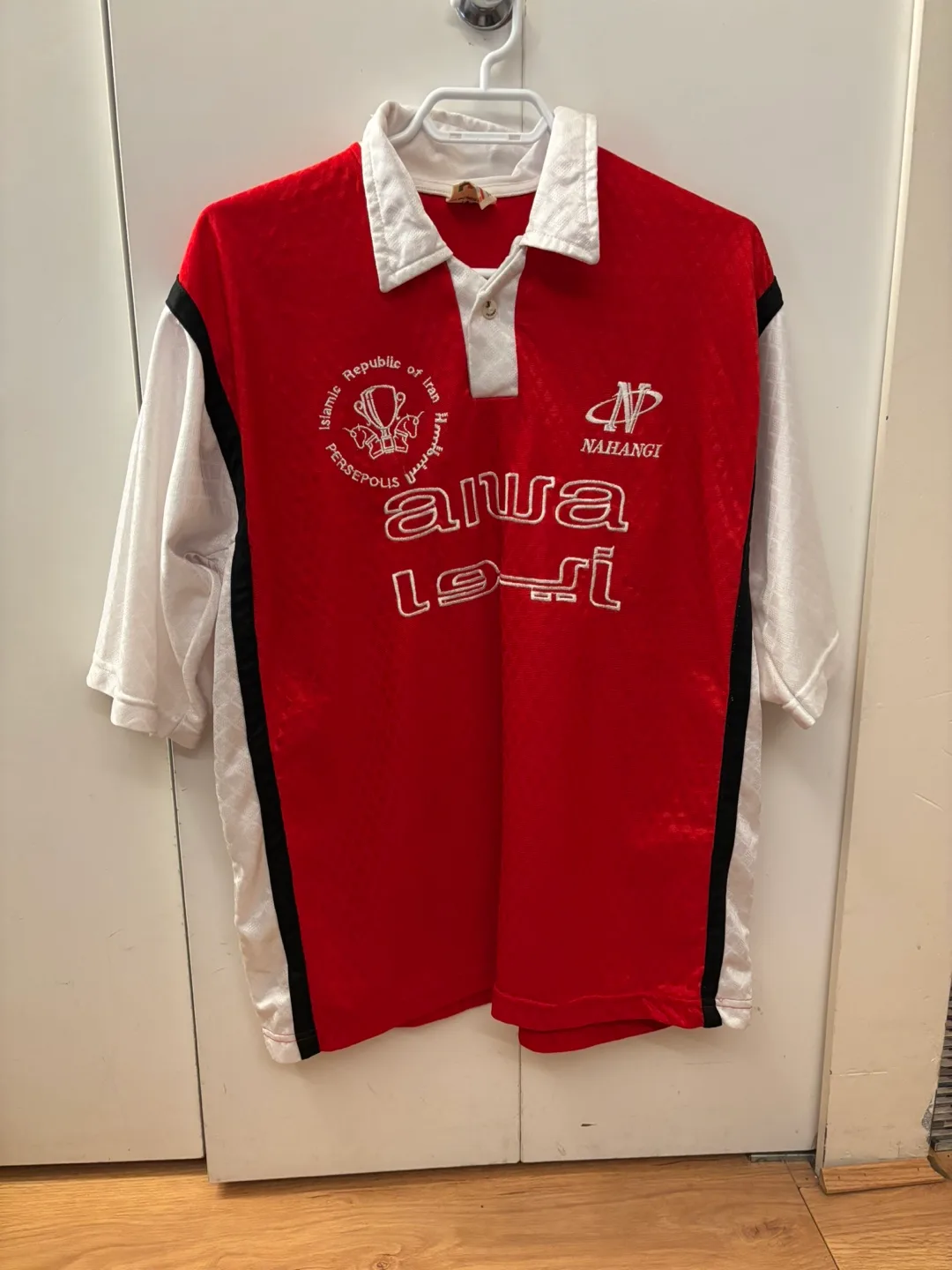 Red & White Nahangi Soccer Jersey thumbnail